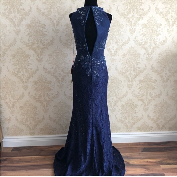 May Queen Blue Halter Maxi Gown - Picture 7 of 13